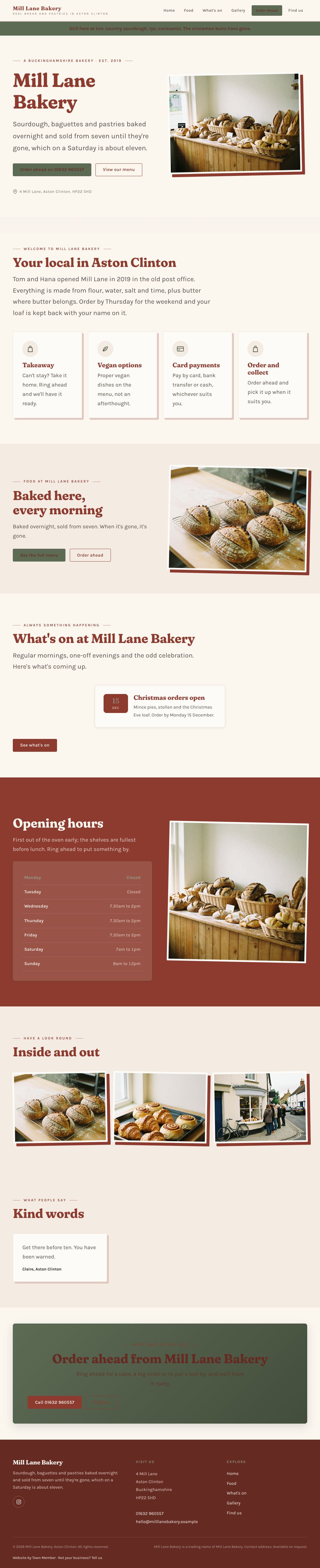 Bakery example website