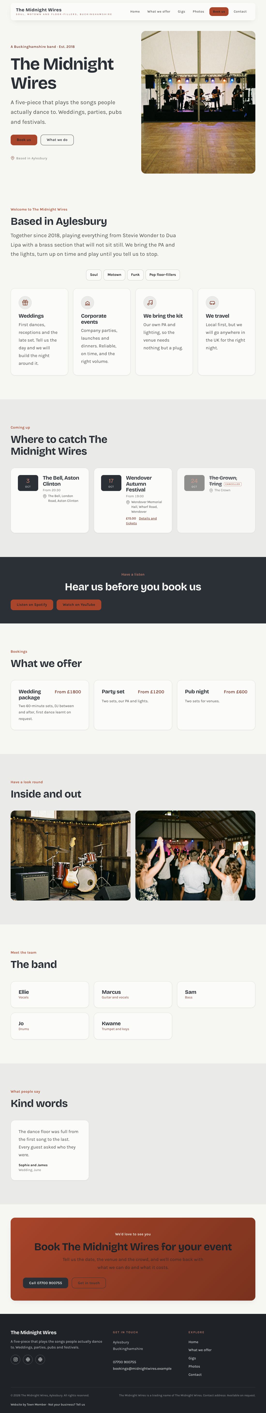 Music band example website