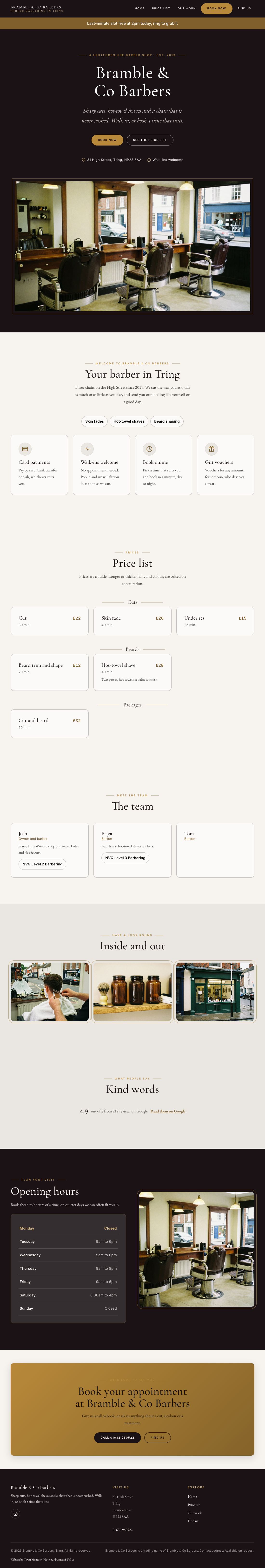 Barber example website