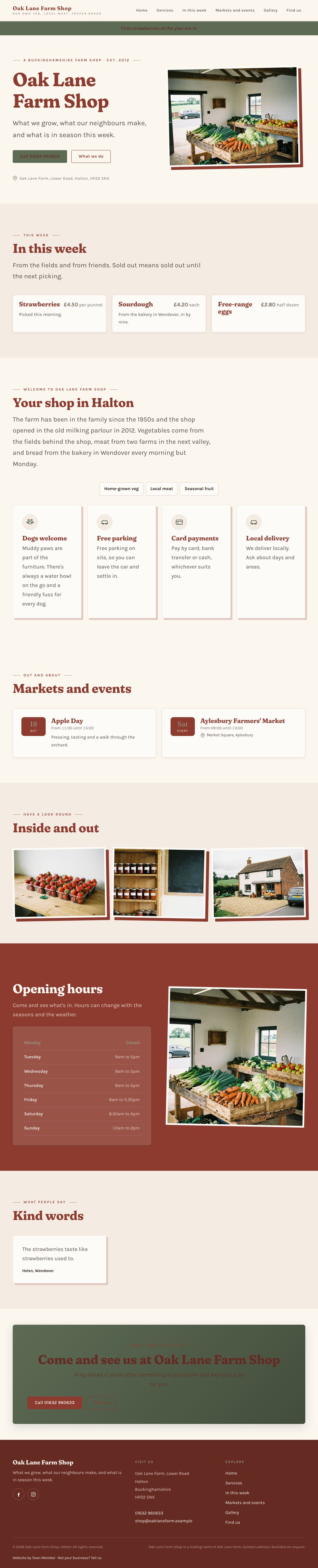 Farm shop example website