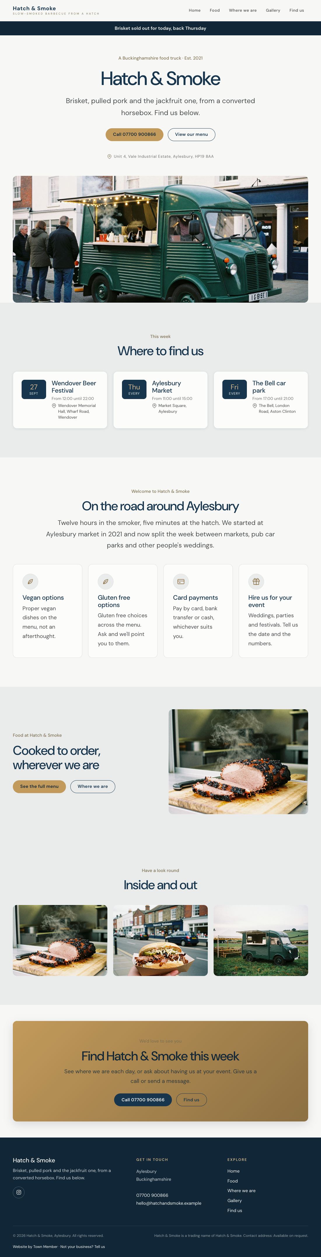 Food truck example website