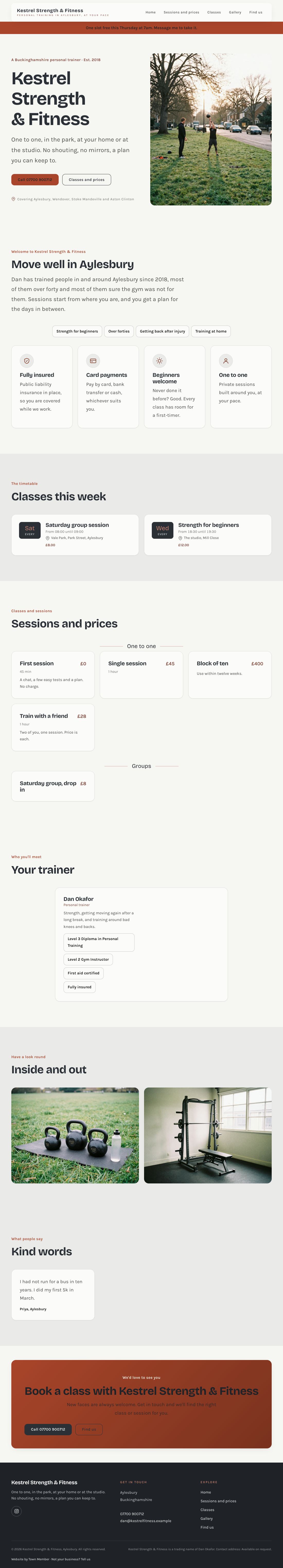 Personal trainer example website