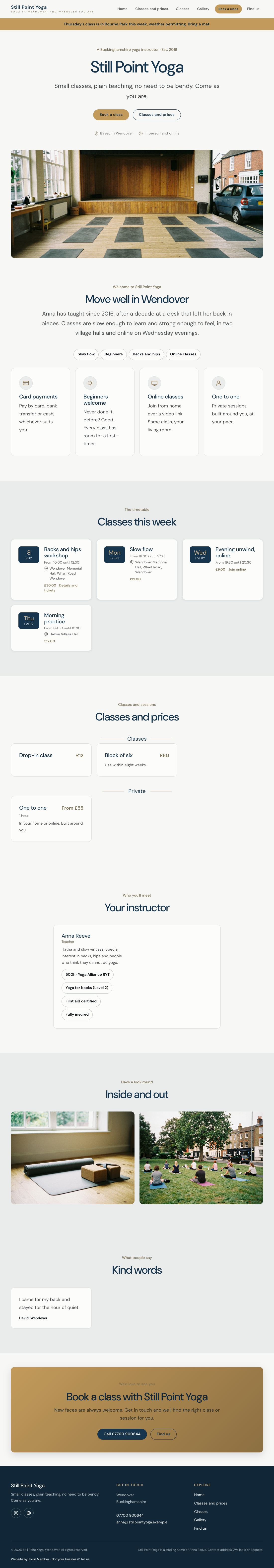 Yoga instructor example website